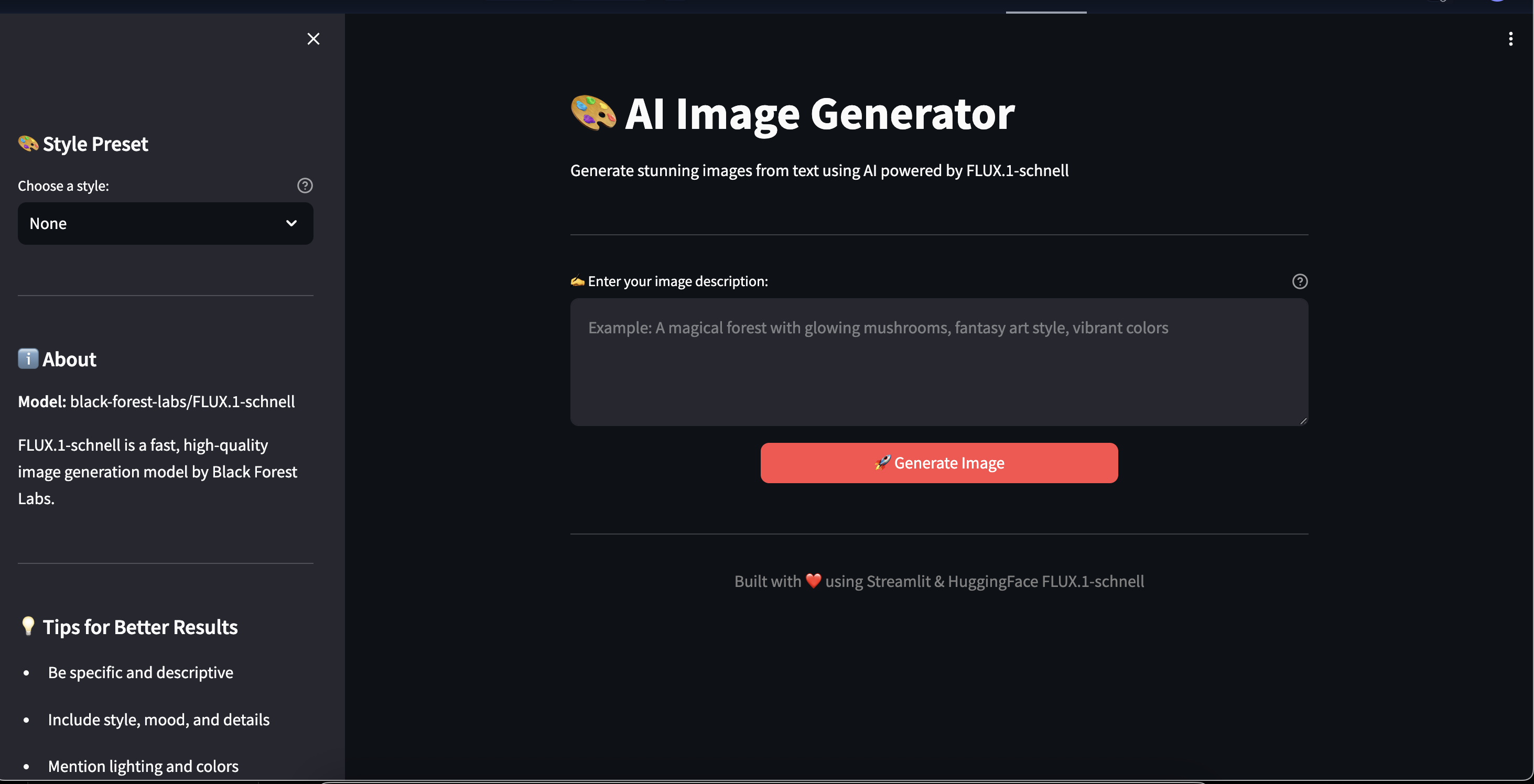 AI Image Generator Screenshot